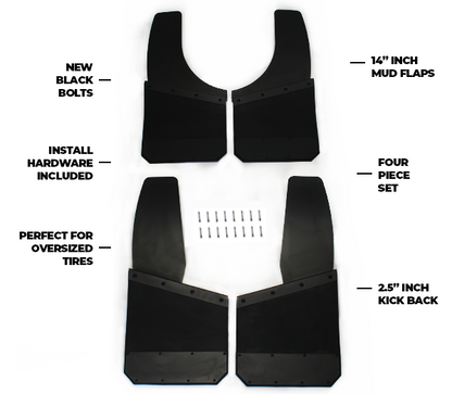 14" Kickback Mud Flaps - Set of 4