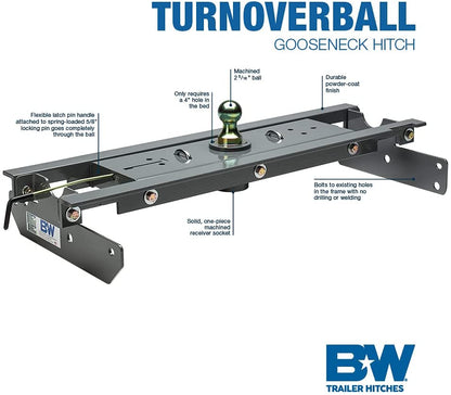 B&W #GNRK1208 30K TURNOVERBALL GOOSENECK HITCH - 04-19 NISSAN TITAN