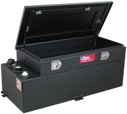 RDS #74026PC - 50 GAL. TRANSFER TANK/TOOLBOX COMBO - ALUMINUM - BLACK POWDER COAT